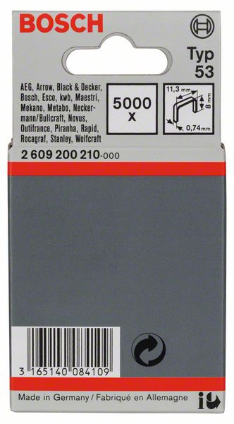 Image de Feindrahtklammer Typ 53, 11,4 x 0,74 x 8 mm, 5000er-Pack