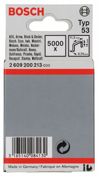 Image de Feindrahtklammer Typ 53, 11,4 x 0,74 x 14 mm, 5000er-Pack