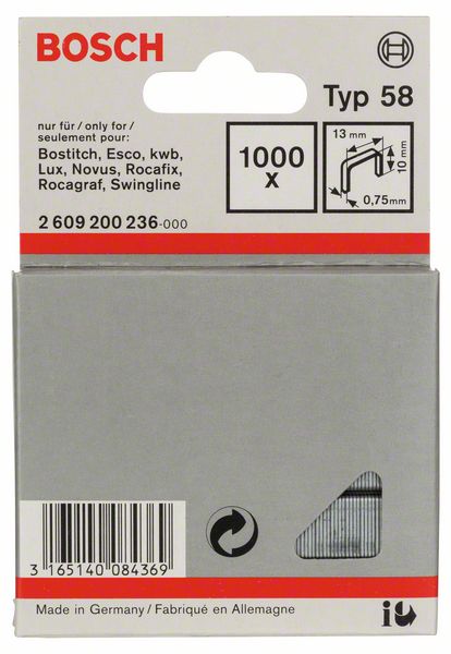 Image de Feindrahtklammer Typ 58, 13 x 0,75 x 10 mm, 1000er-Pack
