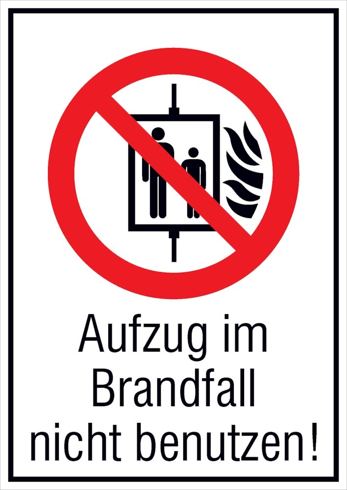 Bild von Verbotsschild Folie B105xH148 mm Aufzug im Brandfall nicht benutzen